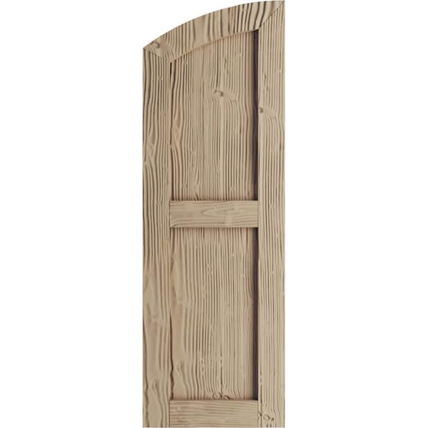 Sandblasted 2 Equal Flat Panel W/Elliptical Top Faux Wood Shutters, 12W X 80H (76 Low Side)